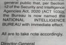 BNI Changes Name To National Intelligence Bureau
