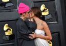 Here’s Justin and Hailey Bieber Kissing on the 2022 Grammys Red Carpet