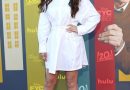 Selena Gomez Wear White Shirt Dress With Corset Lacing to FYC Event